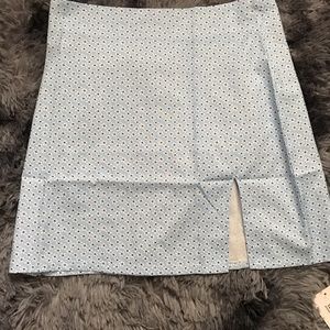 blush mark floral and blue mini skirt